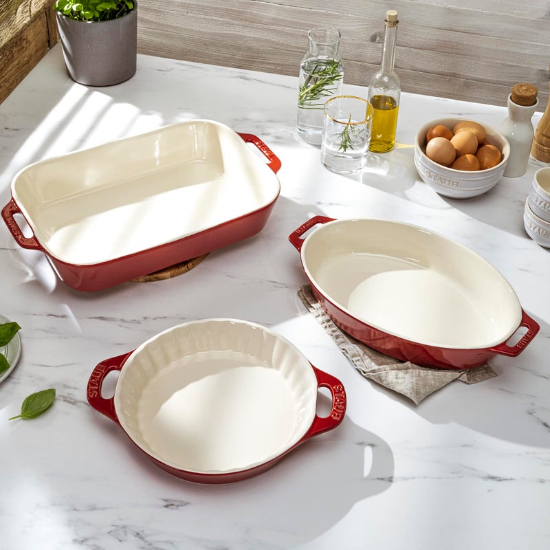 STAUB Ceramic Bakeware-Pie-Pans Dish, 9-inch, Cherry - Image 2
